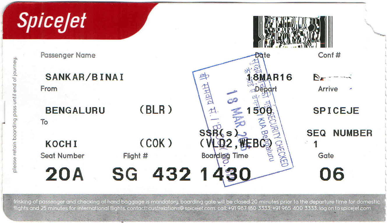 How Can I Print My Flight Ticket Spicejet BLR to COK on board SpiceJet's B737-700