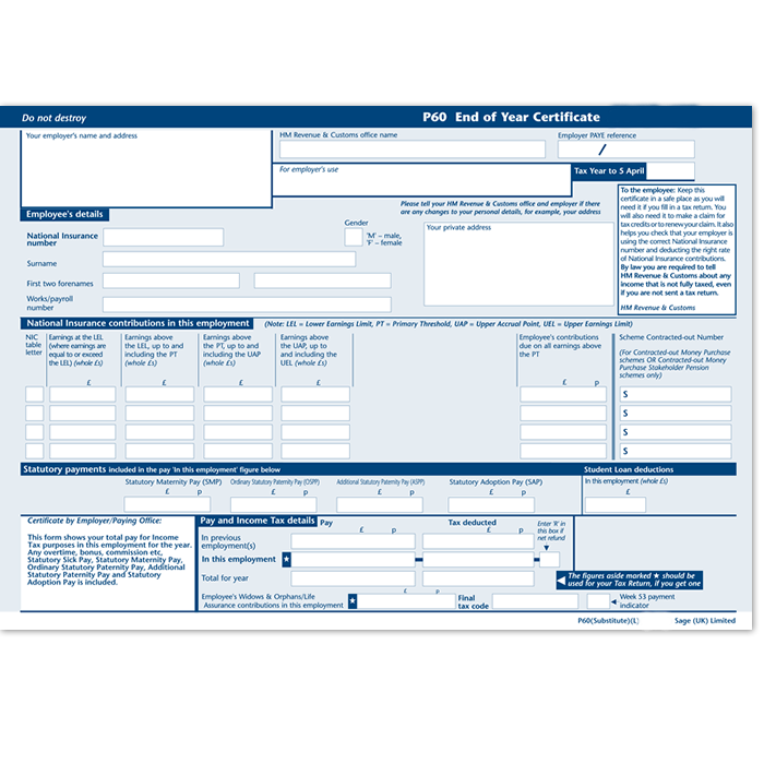 Quickbooks Payrolls Hmrc End Of Year Payroll Forms