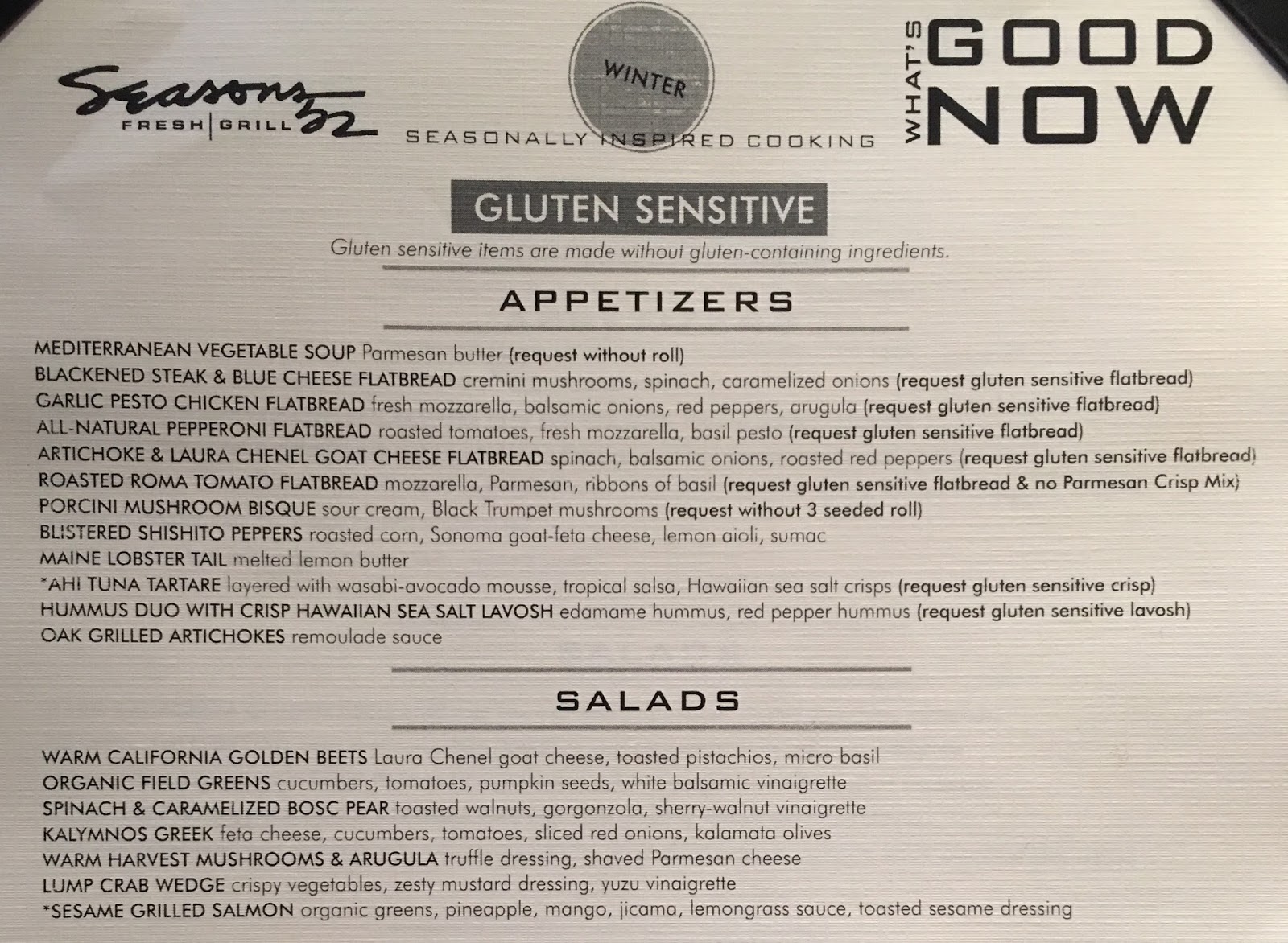 Alexis's Gluten Free Adventures Seasons 52 Orlando