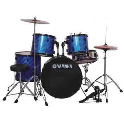 Five-Piece Yamaha Percussion Drum Set: Bass, Floor, Snare, Tom-Toms, Cymbals, Hi-Hat, Pedals, Throne, Tripods and More - Musical Instruments