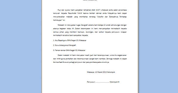 Contoh Kata Pengantar Makalah Geografi