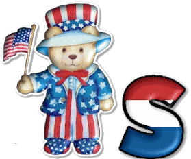 Abecedario con Osito Vestido con la Bandera de USA. Bear with the American Flag Alphabet.