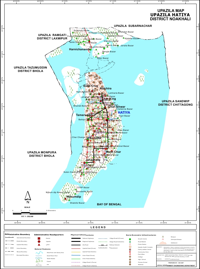 Hatiya Upazila Map Noakhali District Bangladesh