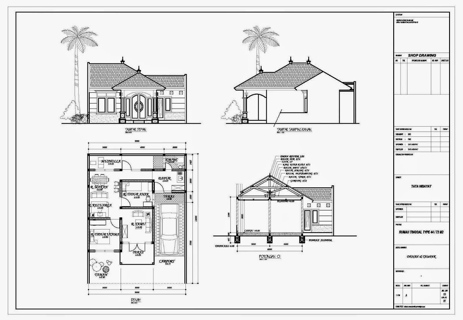 Contoh Gambar Denah Dan Potongan Rumah 4 Arsitektur Rumah Denah Imagesee
