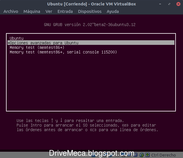 Ingresando al menu grub en linux ubuntu Ingresando al menu grub en linux ubuntu