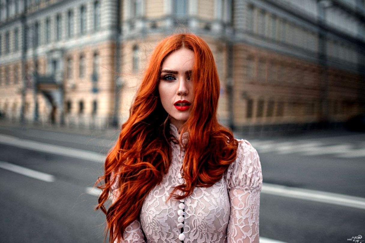 Wallpaper : women outdoors, redhead, street, long hair 