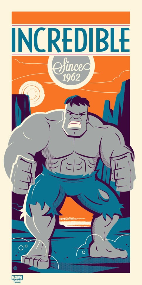 Dark Ink Art Marvel Screen Prints - “Incredible Since 1962” The Incredible Hulk Grey Variant Print by Dave Perillo