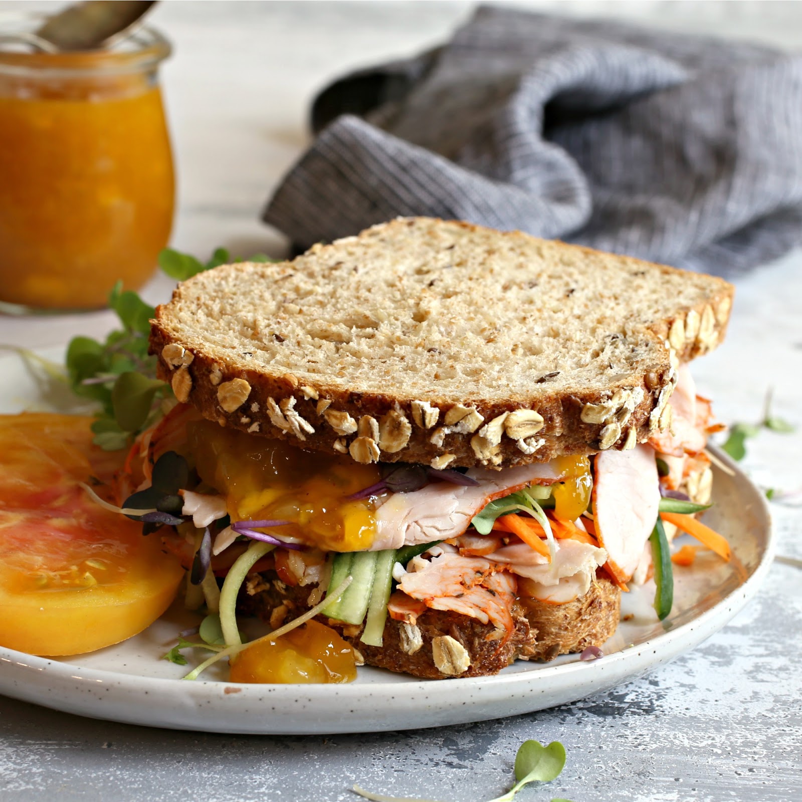 Hungry Couple Loaded Turkey Sandwich with Sweet and Spicy Mango Honey