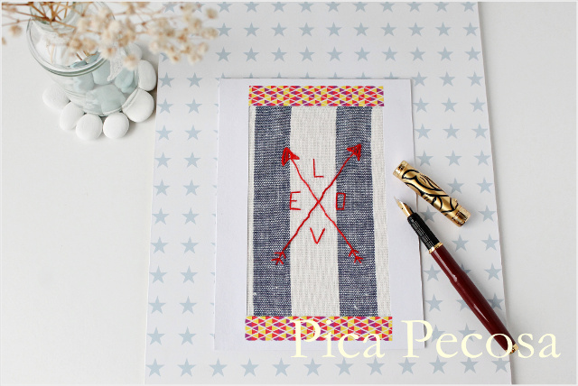 tarjeta-san-valentin-diy-papel-washi-tape-tela-flechas-bordadas