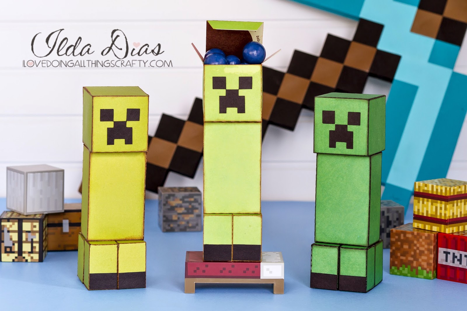 I Love Doing All Things Crafty: 3D Paper Minecraft Creeper Treat Box