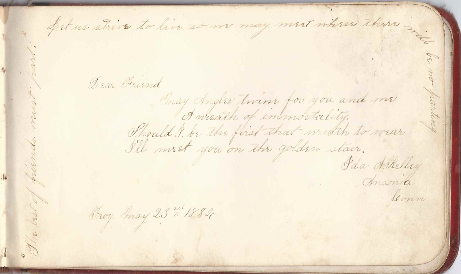 Heirlooms Reunited 1880s/1910 Autograph Album that Belonged to Carrie of Troy, New York area