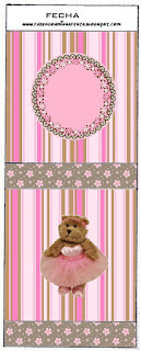 Ballerina Bear: Free Printable Candy Bar Labels. Matchbook Favors.