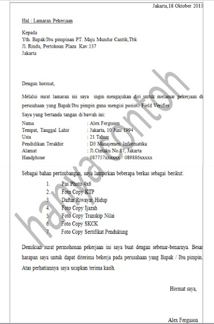 Lampiran Pada Surat Lamaran Kerja ~ HendraBerbagi