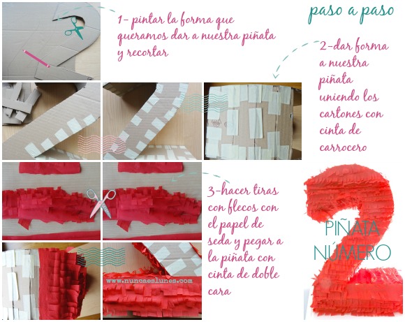 paso a paso piñata número