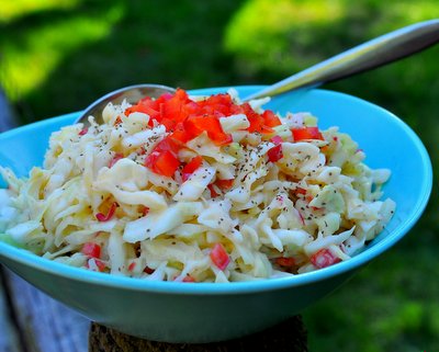 'Lost Recipes' Classic Coleslaw with Boiled Dressing, another easy summer salad ♥ AVeggieVenture.com. Cook's Illustrated Recipe. Great Crunch.