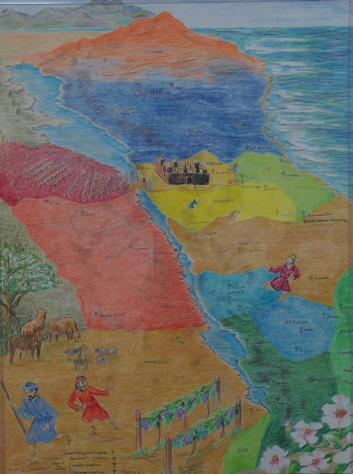 Maeona's Artwork Anglo Saxon Colored Pencil Folk Art BibleJoshua