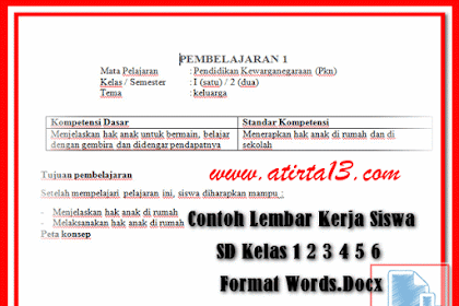 Contoh Lembar Kerja Siswa Sd Kelas 1 2 3 4 5 6 Format Words.Docx