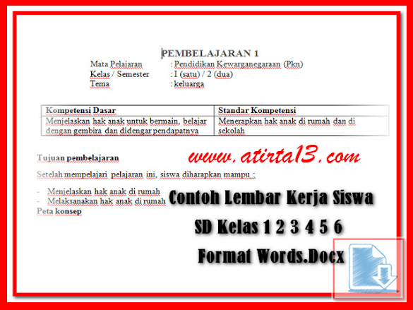 Contoh Lembar Kerja Siswa Sd Kelas 1 2 3 4 5 6 Format Words.Docx