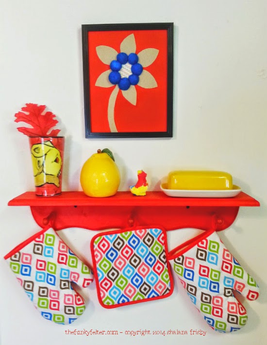 red kitchen recycled cardboard flower wall art by the funky felter
