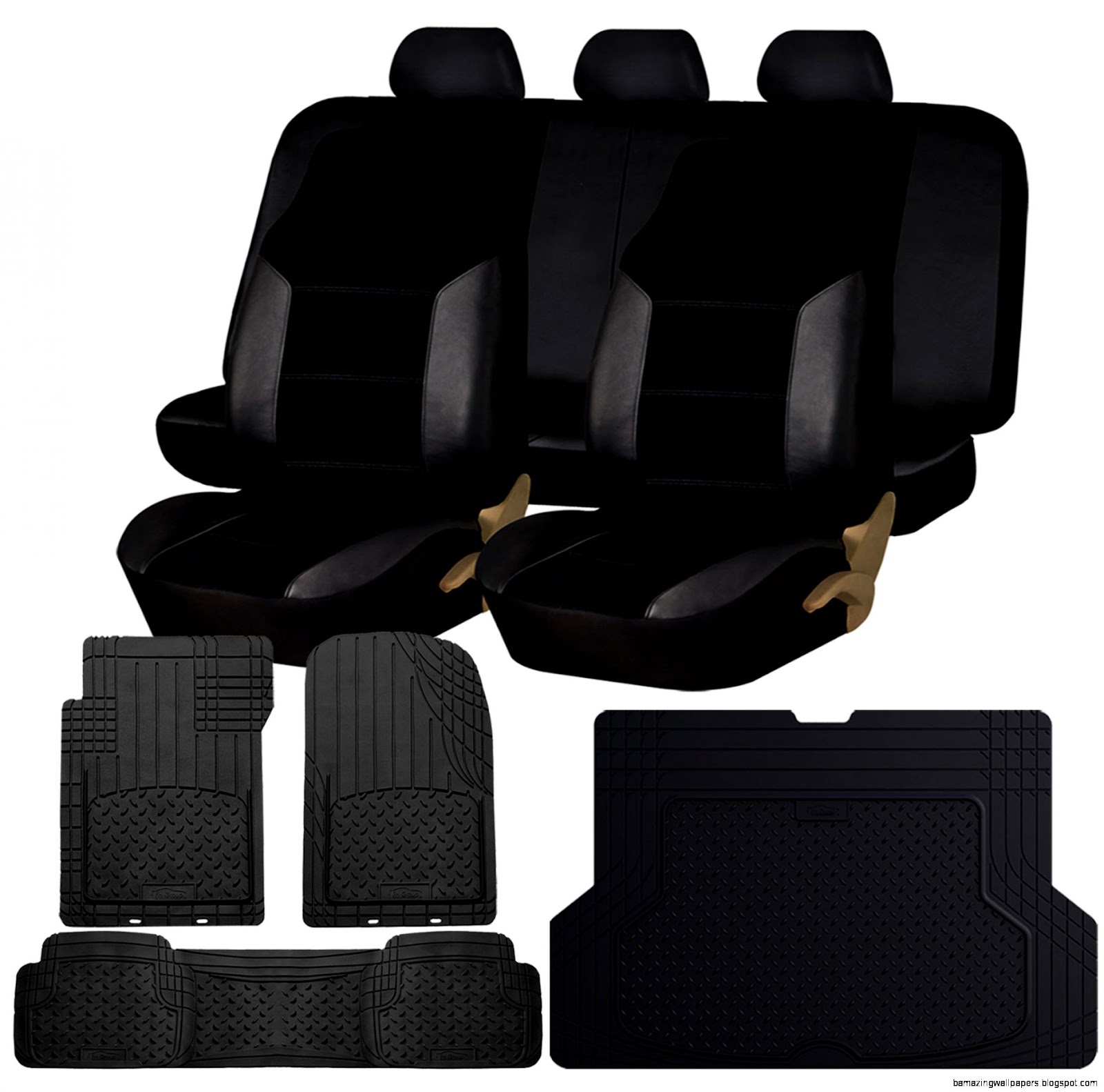 Leather Velour Luxury Car Seat Cover with Floor Mats Trunk Cargo Liner