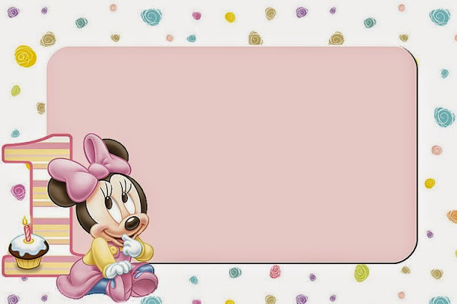 Minnie Primer Año con Lunares: Invitaciones para Imprimir Gratis. Para hacer invitaciones, tarjetas, marcos de fotos o etiquetas, para imprimir gratis de Minnie Primer Año con Lunares.