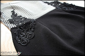 Sukienka biało-czarna z gipiurą