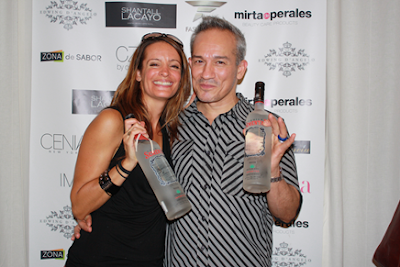 Designer Cesar Galindo with  Serena Fill fromTequila Semental, Cocktail Sponsor of Latinista Fashion Week SS14 New York City