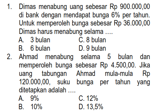 Contoh Soal Aritmatika Sosial