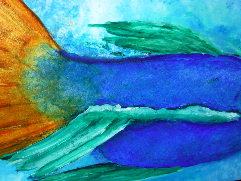 WATERCOLORS AND WORDS FLUID ACRYLICS ON GESSO BOARD MERMAID