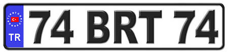Bartın il isminin kısaltma harflerinden oluşan 74 BRT 74 kodlu Bartın plaka örneği