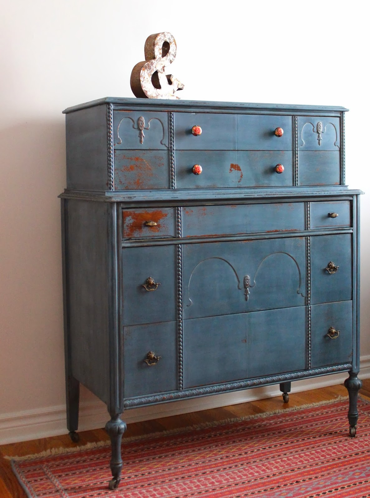 Poppyseed Creative Living Blue Tall Boy Dresser Another Milk Paint Project