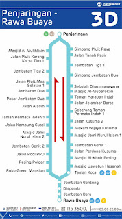 peta rute transjakarta penjaringan rawa buaya 3d