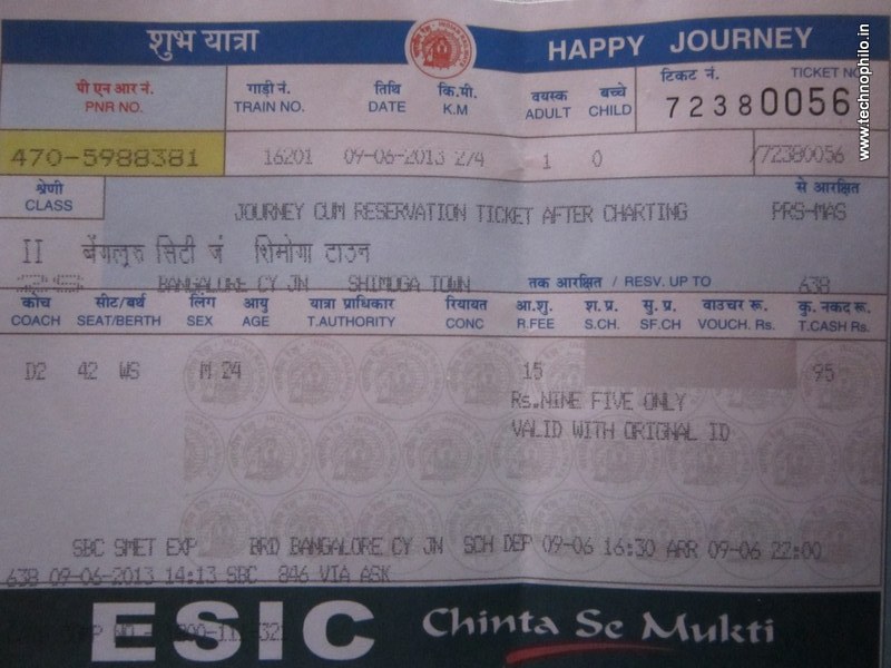 Indian Railways Current Ticket Booking after Charting