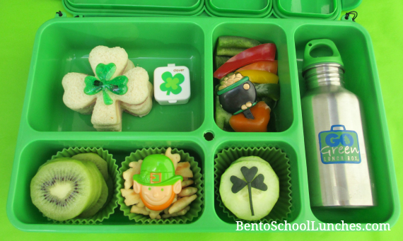 Happy St. Patrick's Day Clover bento school lunch