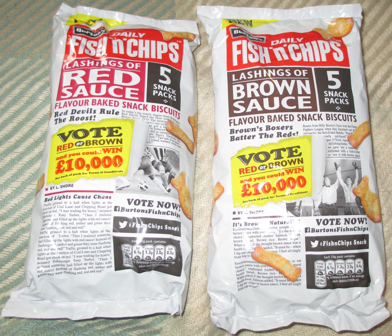 FOODSTUFF FINDS Burton’s Fish and Chips Snacks Red Sauce vs Brown
