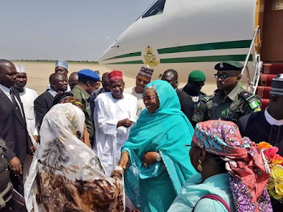 01 Photos: Aisha Buhari arrives Kano on a 1-day working visit