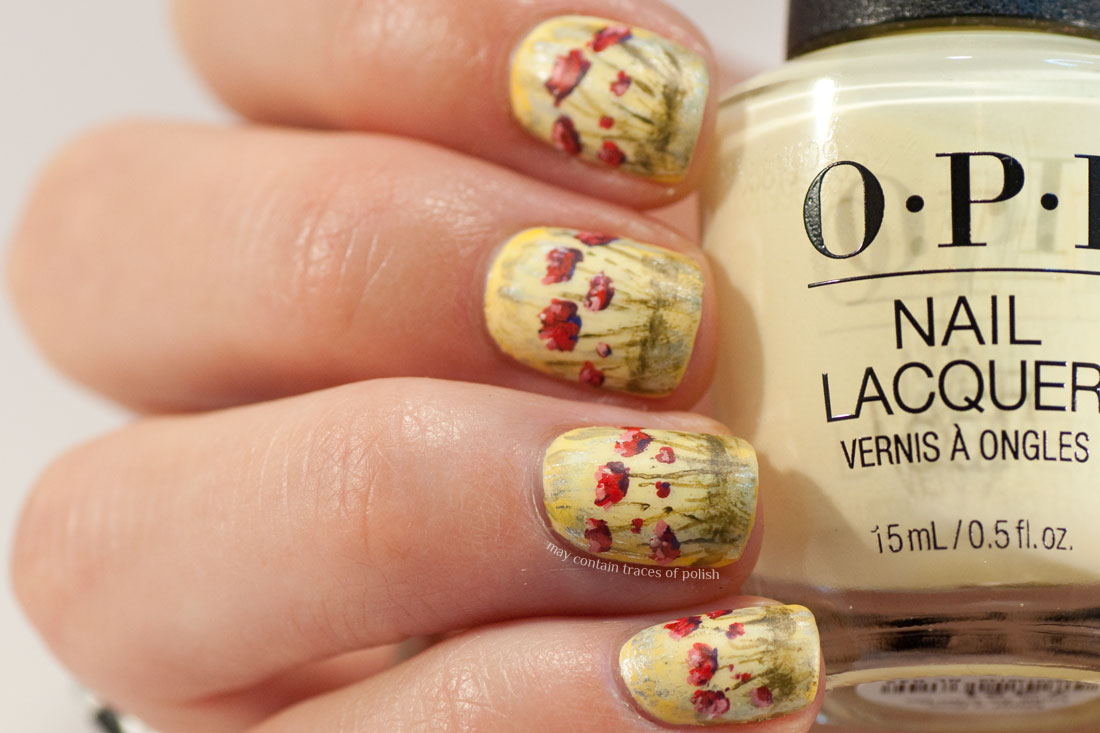 31 Day Challenge: Day 15, Delicate Print Poppy Nail Art