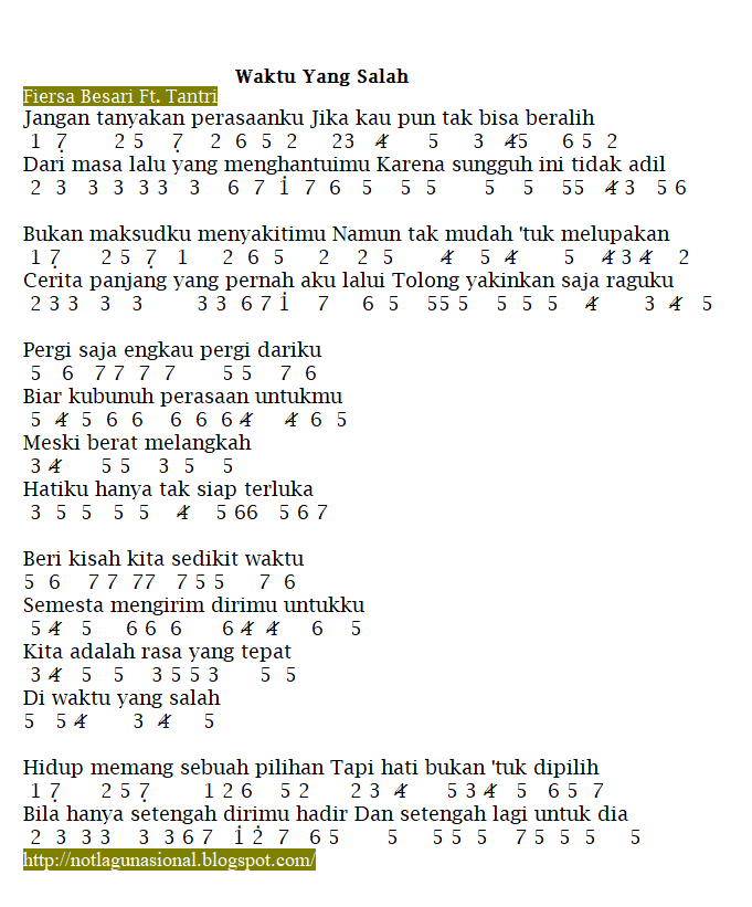 Lirik Lagu Waktu Yang Salah