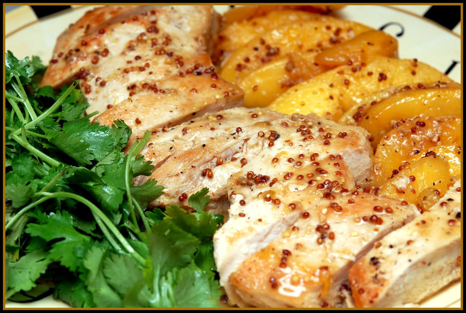 STONE GROUND MUSTARD CHICKEN & PEACHES Hugs and Cookies XOXO