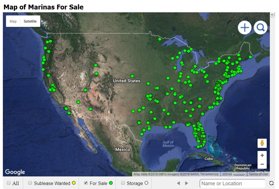 Map of Boats & Marinas for Sale