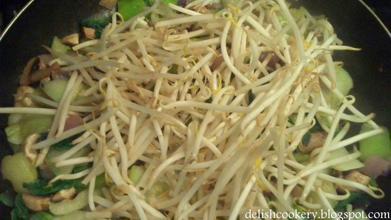 Bean Sprout StirFry with Mushrooms & Bok Choy recipe