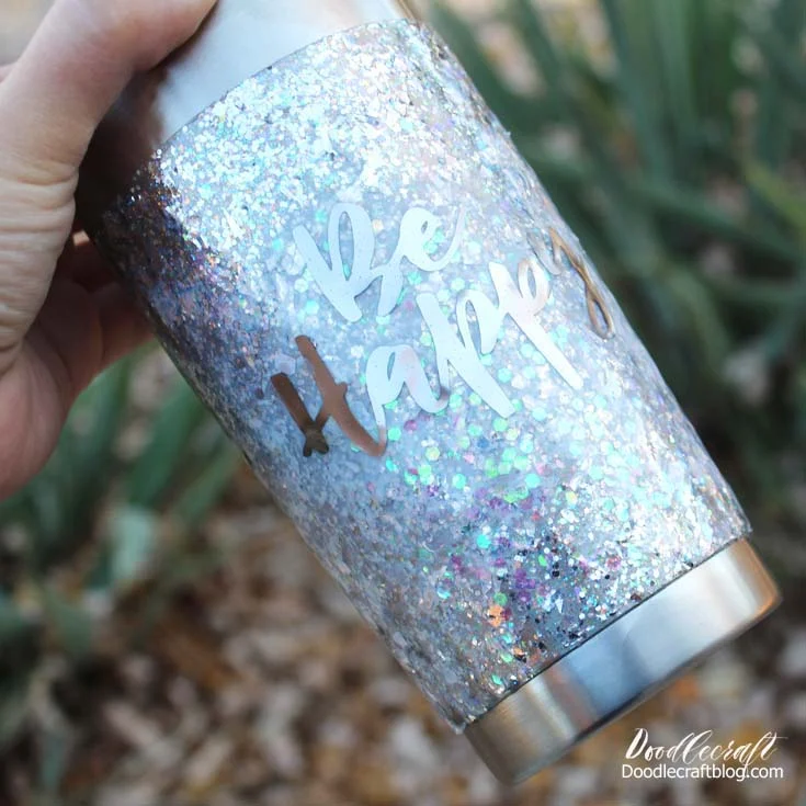 Glitter Resin Tumbler with Cricut Vinyl DIY