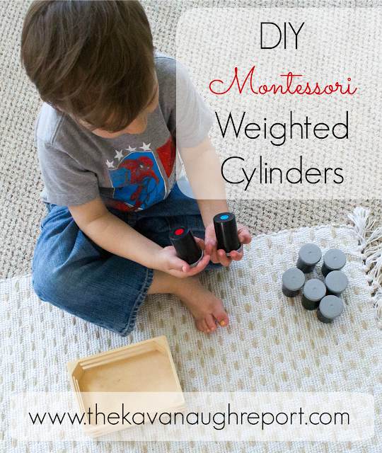 Montessori sensorial materials help to isolate senses for children. These DIY Montessori weighted cylinders encourage children to match objects based on weight. This easy DIY is perfect for homeschooling or exploring the senses at home. 