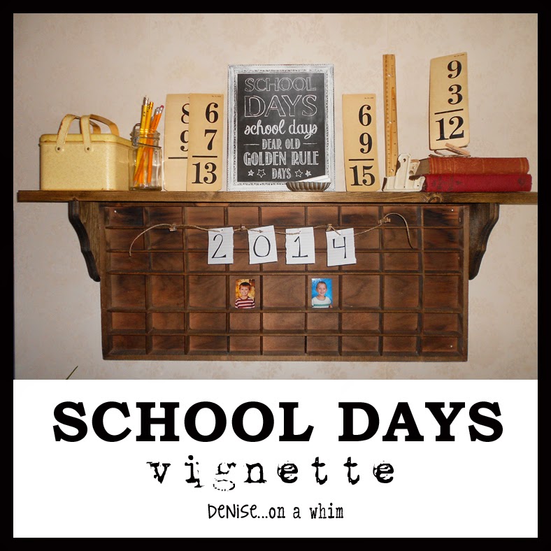 A Back To School Vignette with my New Chalkboard Printable from Denise on a Whim