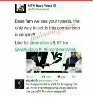 Wizkid tweets concerning its comparison to D'banj 