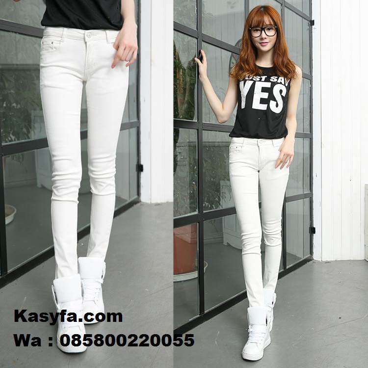  Celana  Panjang Wanita  Celana  Jeans Wanita  Warna Putih  