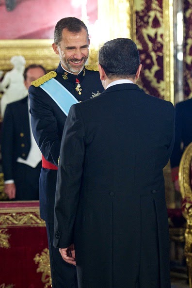 King Felipe VI of Spain receives new ambassadors at the Royal Palace on 06.10.2014 in Madrid, Spain.