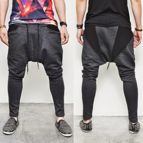 Mens Triangle Contrast Drop Crotch Baggy-Sweatpants 110 | Fast Fashion ...