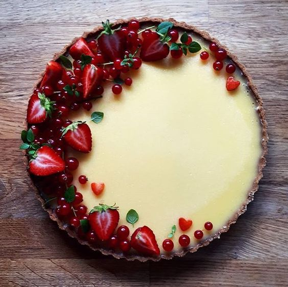 Lemon Tart with Redcurrants and Strawberries