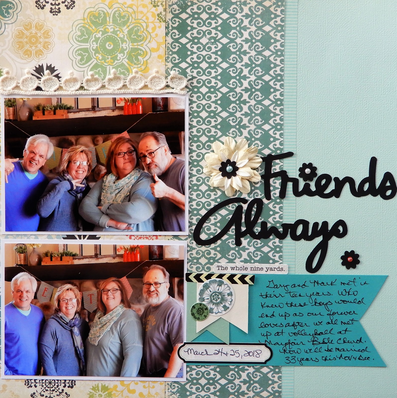 Random Memories Two Page Scrapbook Layout "Friends Always"